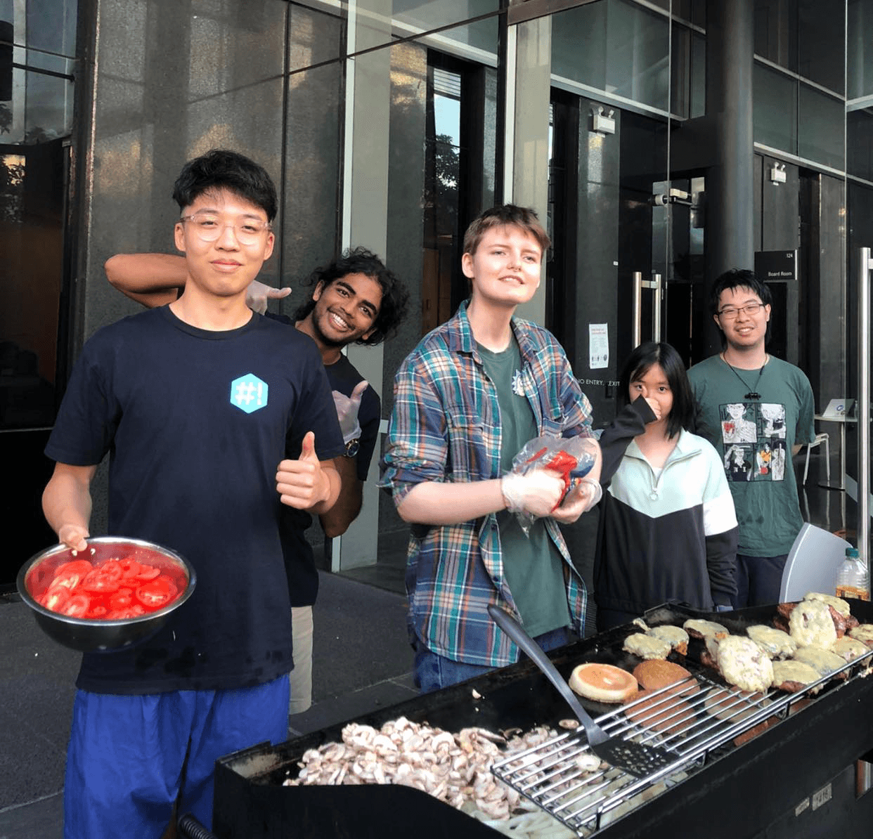 Students preparing food for a social night